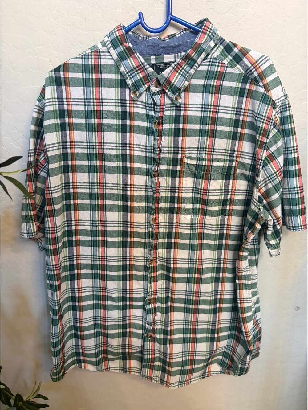 Woolrich Green Plaid Short Sleeve Shirt Size XL Men’s